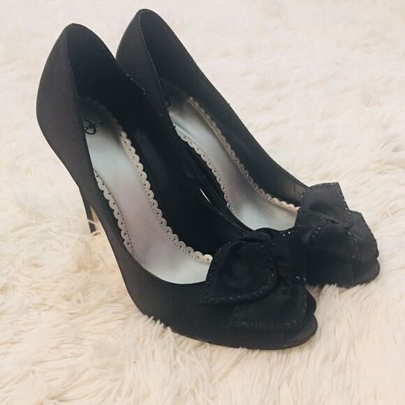 Joey Black Peep Toe Sparkle Heels - Picture 15 of 16